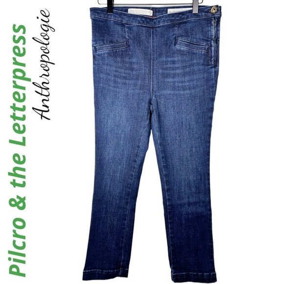 PILCRO & THE LETTERPRESS High Rise Denim Leggings Medium Wash Side Zip, Size 28 - Picture 12 of 13